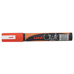 Uni PWE-5M Rotulador de tiza, no permanente, punta redonda de 1,8 - 2,5 mm, naranja flúo Uni PWE-5M Rotulador de tiza, no permanente, punta redonda de 1,8 - 2,5 mm, naranja flúo