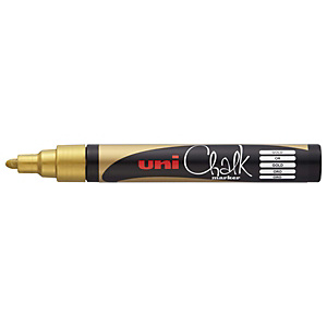 Uni PWE-5M Rotulador de tiza, no permanente, punta redonda de 1,8 - 2,5 mm, oro Uni PWE-5M Rotulador de tiza, no permanente, punta redonda de 1,8 - 2,5 mm, oro
