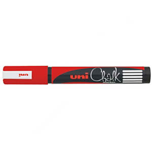 Uni PWE-5M Rotulador de tiza, no permanente, punta redonda de 1,8 - 2,5 mm, rojo Uni PWE-5M Rotulador de tiza, no permanente, punta redonda de 1,8 - 2,5 mm, rojo