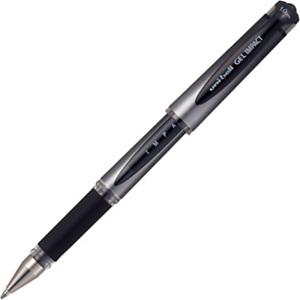 Uni Stylo à encre gel Gel Impact pointe large 1 mm avec zone de préhension - corps en plastique noir encre noire Uni Stylo à encre gel Gel Impact pointe large 1 mm avec zone de préhension - corps en plastique noir encre noire