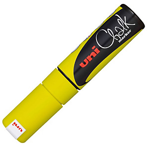 Uni Uni PWE-8K Rotulador de tiza, punta biselada, 8 mm, amarillo Uni Uni PWE-8K Rotulador de tiza, punta biselada, 8 mm, amarillo
