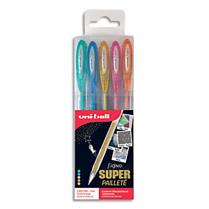 UNIBALL UNI-BALL Pochette de 5 stylos bille à encre gel Electrics, couleurs pailletées assorties UM120SP-5