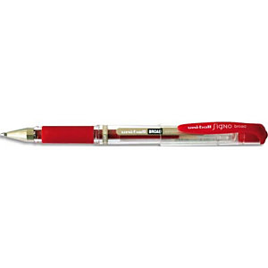 UNIBALL UNI-BALL Stylo bille pointe large encre gel Rouge SIGNO BROAD, corps avec grip +capuchon UNI-BALL