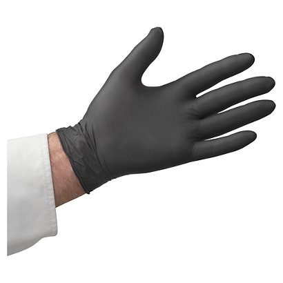 100 gants latex non poudrés Unigloves Noir Taille 8 - JPG