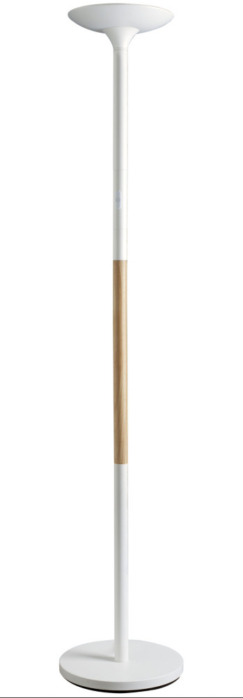 Unilux lampadaire Pryska - Led intégrée - 40W - Variateur d'intensité - Acier et bois hêtre - Blanc