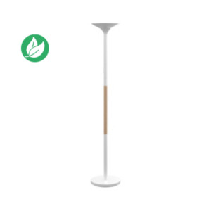Unilux lampadaire Pryska - Led intégrée - 40W - Variateur d'intensité - Acier et bois hêtre - Blanc Unilux lampadaire Pryska - Led intégrée - 40W - Variateur d'intensité - Acier et bois hêtre - Blanc