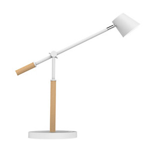 Unilux Lampe de bureau Vicky - Led intégrée - 9W - Bras articulé - Tête orientable - Port USB - Blan