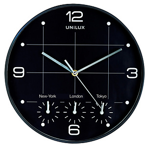 UNILUX Orologio da parete 4 fusi on time - diametro 30,5 cm - nero - Unilux UNILUX Orologio da parete 4 fusi on time - diametro 30,5 cm - nero - Unilux
