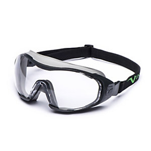 UNIVET Occhiale protettivo di sicurezza a maschera 6x1 Clear Plus, Lente Trasparente, Montatura Gun Metal/Verde