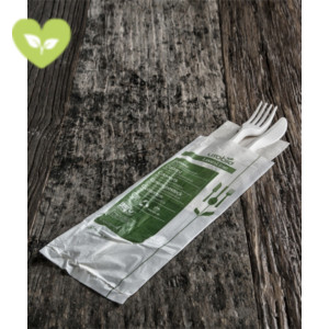 USOBIO Bis posate monouso con tovagliolo monovelo, Forchetta e coltello in Mater-Bi, Biodegradabile e Compostabile, Avorio (confezione 400 pezzi) USOBIO Bis posate monouso con tovagliolo monovelo, Forchetta e coltello in Mater-Bi, Biodegradabile e Compostabile, Avorio (confezione 400 pezzi)