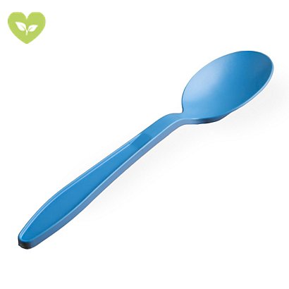 USOBIO Cucchiaio colorato monouso in Mater-bi, Biodegradabile e Compostabile, Azzurro (confezione 20 pezzi)