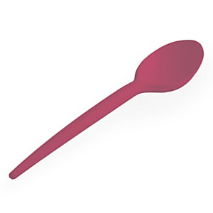 USOBIO Cucchiaio colorato monouso in Mater-bi, Biodegradabile e Compostabile, Rosso (confezione 20 pezzi)
