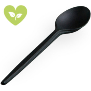 USOBIO Mini cucchiaino monouso per Finger Food, Mater-Bi, Biodegradabile e Compostabile, Nero (confezione 1.500 pezzi)