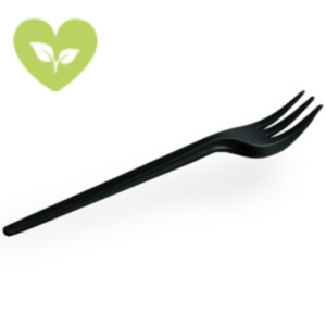 USOBIO Mini forchetta monouso per Finger Food, Mater-Bi, Biodegradabile e Compostabile, Nero (confezione 50 pezzi)