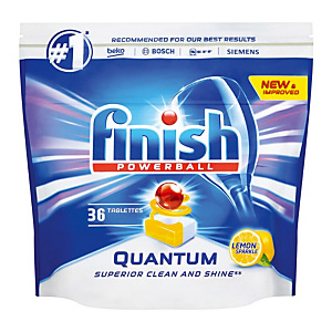 Vaatwasmachinetabletten lange cyclus Finish Calgonit Quantum citroen, 36 tabletten Vaatwasmachinetabletten lange cyclus Finish Calgonit Quantum citroen, 36 tabletten