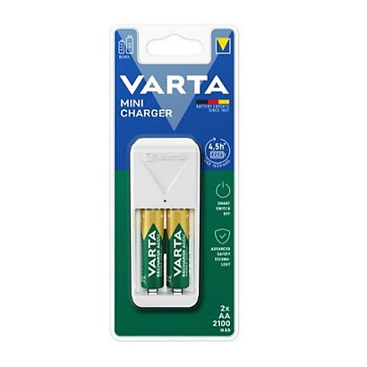 VARTA, Pile e torce elettriche, Mini charger + 2x aa, 57656101451 - 1
