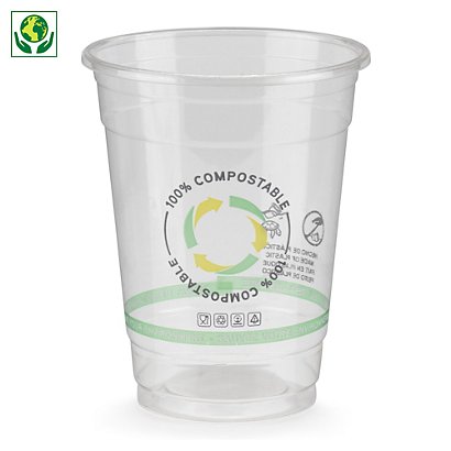 Vaso PLA compostable con tapa opcional - 1