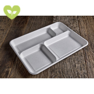 Vassoio rettangolare 4 scomparti monouso in bagassa bio&compostabile, cm 37 x 27 x 4 h, Bianco (confezione 320 pezzi) Vassoio rettangolare 4 scomparti monouso in bagassa bio&compostabile, cm 37 x 27 x 4 h, Bianco (confezione 320 pezzi)