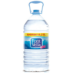 FONT VELLA Agua mineral sin gas, botella de plástico, 6,25 l