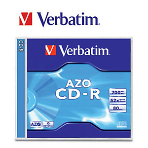 Verbatim AZO CD-R 700 MB / 80 minuti, Velocità 52x, Confezione da 10 con custodia trasparente Verbatim AZO CD-R 700 MB / 80 minuti, Velocità 52x, Confezione da 10 con custodia trasparente