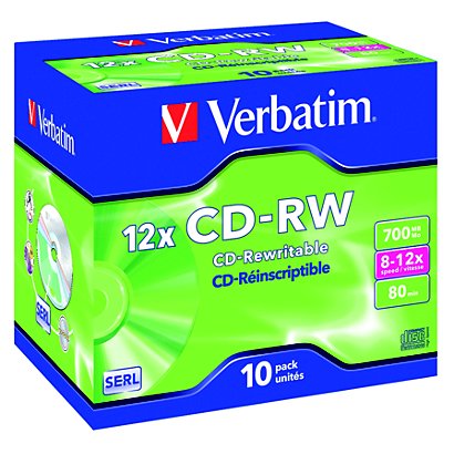 Verbatim CD-RW - 700MB - 8/12X - Boîtier standard - Boîte de 10 - 1