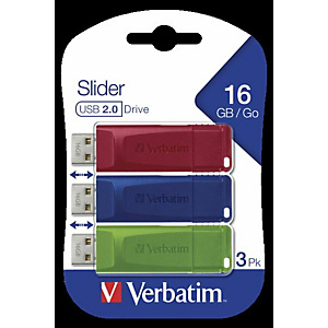 Verbatim, Chiavette usb, Memory usb 16gb slider tripack, 49326 Verbatim, Chiavette usb, Memory usb 16gb slider tripack, 49326