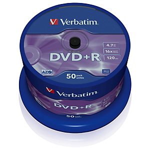 Verbatim Discos DVD+R vírgenes de 4,7 GB / 120 min 16X de velocidad Spindle de 50 unidades Verbatim Discos DVD+R vírgenes de 4,7 GB / 120 min 16X de velocidad Spindle de 50 unidades