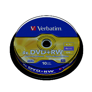 Verbatim Discos vírgenes DVD+RW, regrabables, 4,7 GB / 120 min, velocidad de 4x Verbatim Discos vírgenes DVD+RW, regrabables, 4,7 GB / 120 min, velocidad de 4x