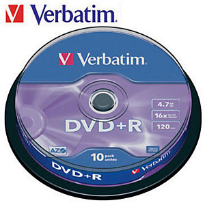 Verbatim DVD+R 4,7 GB / 120 minuti, Velocità 16x, Confezione da 10 con custodia sottile