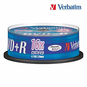 Verbatim DVD+R Disco DVD grabable, 4,7 GB (120 minutos), velocidad 16x, plata mate, spindle