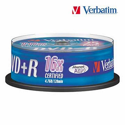 Verbatim DVD+R Disco DVD grabable, 4,7 GB (120 minutos), velocidad 16x, plata mate, spindle - 1