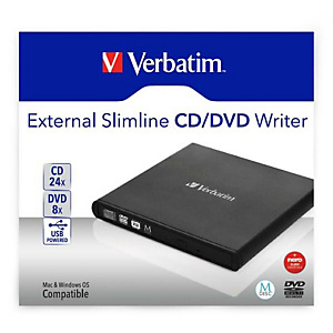 Verbatim, Masterizzatori, Dvd rewriter usb ext slim nero, 98938 Verbatim, Masterizzatori, Dvd rewriter usb ext slim nero, 98938