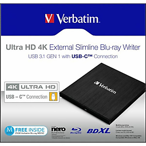 Verbatim, Masterizzatori, Mobile blu-ray re-writer type.c 4k, 43888 Verbatim, Masterizzatori, Mobile blu-ray re-writer type.c 4k, 43888