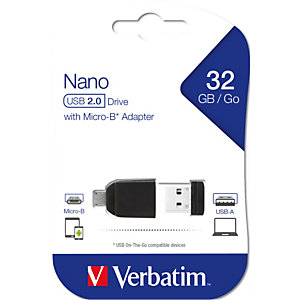 VERBATIM Memoria usb2.0 32gb store 'n' stay nano + otg micro usb adapter