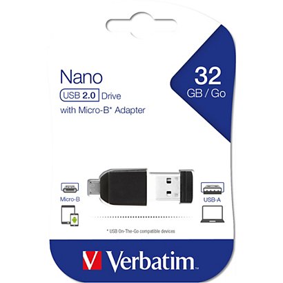 VERBATIM Memoria usb2.0 32gb store 'n' stay nano + otg micro usb adapter - 1