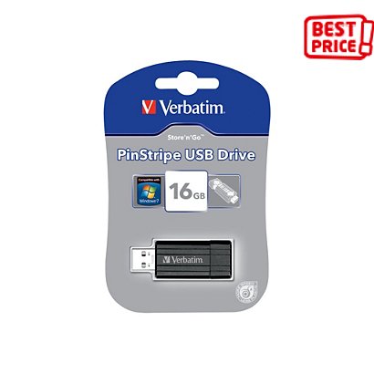 Verbatim Pen drive PinStripe, USB 2.0, 16 GB, Nero - 1