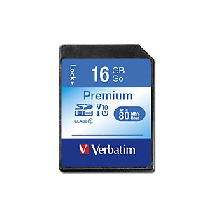 Verbatim Premium, 16 Go, SDHC, Classe 10, 10 Mo/s, 10 Mo/s 43962