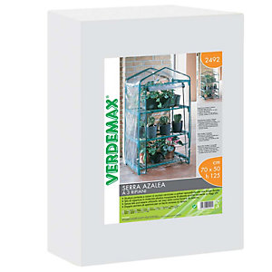 VERDEMAX Serra Azalea - 3 ripiani - 70 x 50 x 125 cm - acciaio verniciato/PVC - verde/trasparente