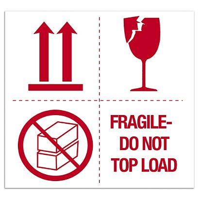 Verpakkingsetiketten "Fragile-do not top load" 50x50mm - 1