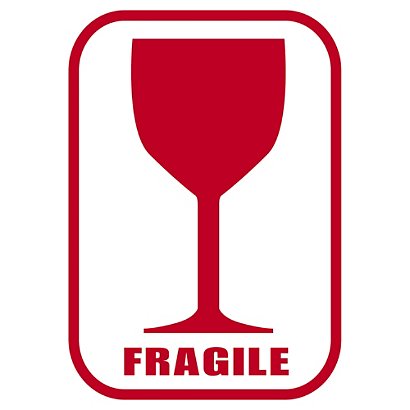 Verpakkingsetiketten glas/fragile (rood) 74x105mm - 1