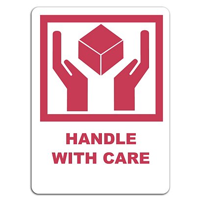 Verpakkingsetiketten "Handle with care" rood 38x51mm - 1