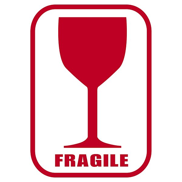 Verpakkingsetiketten "Handle with care" rood 74x105mm - 2