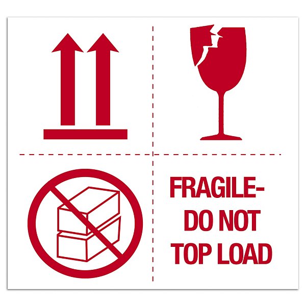 Verpakkingsetiketten "Handle with care" rood 74x105mm - 8