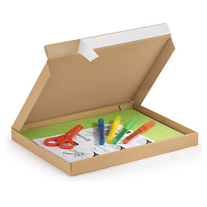 Versandkarton Flach-Pack mit Haftklebeverschluss, braun 25 mm Versandkarton Flach-Pack mit Haftklebeverschluss, braun 25 mm