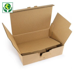 Versterkte A4 postdoos met automatische bodem, bruin enkelgolfkarton Versterkte A4 postdoos met automatische bodem, bruin enkelgolfkarton