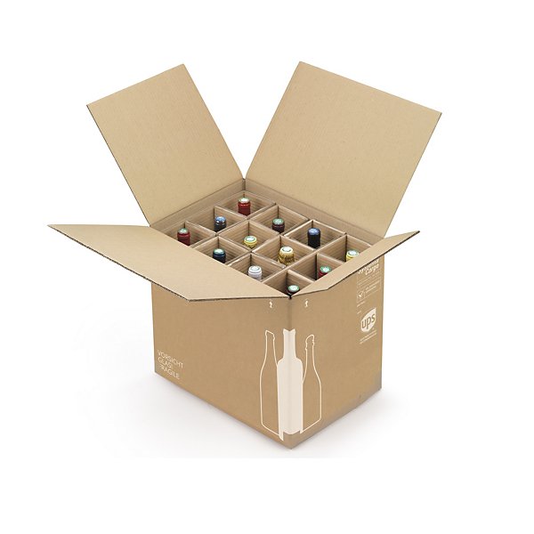 Verzenddoos met manuele kruisverdeling voor 2 flessen 20,2 x 10,5 x 37 cm - 4