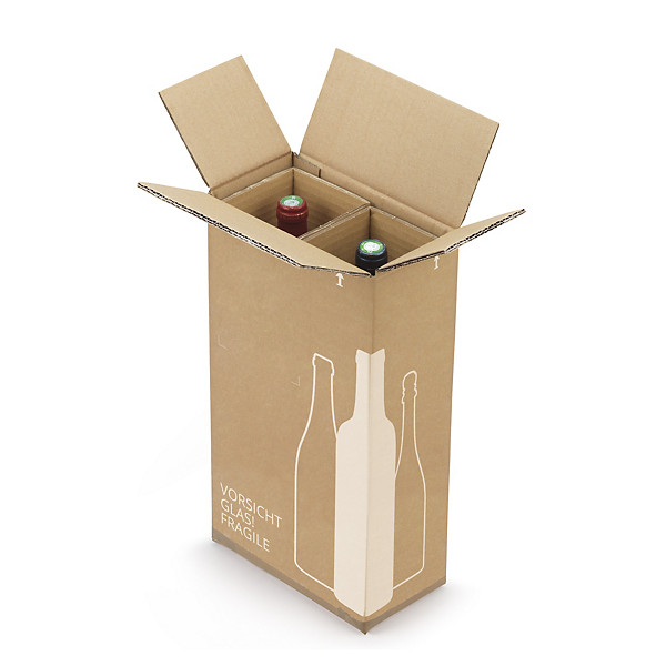 Verzenddoos met manuele kruisverdeling voor 2 flessen 20,2 x 10,5 x 37 cm - 1
