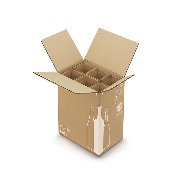 Verzenddoos met manuele kruisverdeling voor 6 flessen 30,5 x 21 x 38 cm - 1