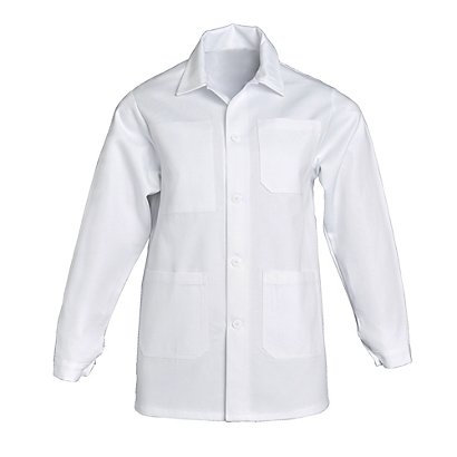 Veste de travail en coton blanc, taille L - 1