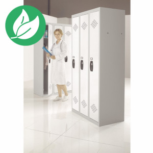 Vestiaire Avantage - Industrie propre - 3 colonnes - Corps Gris - Portes Blanc Vestiaire Avantage - Industrie propre - 3 colonnes - Corps Gris - Portes Blanc